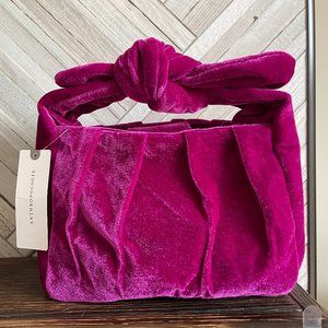 NWT Anthropologie Velvet Tie Knot Purse Magenta